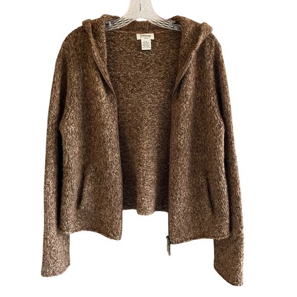 Cambridge Dry Goods Alpaca Blend Hoody PXL Zip Cropped Knit Sweater Wool Petite - Picture 6 of 12